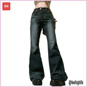 Low Rise Wide Leg Denim Pants Y2K Stretch Flare Bell Bottom Jeans